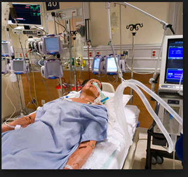 Mannequin in hospital bed